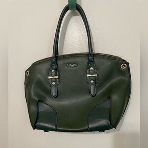 Callaghan Forest Green Faux Leather Designer style zip close Satchel Handbag